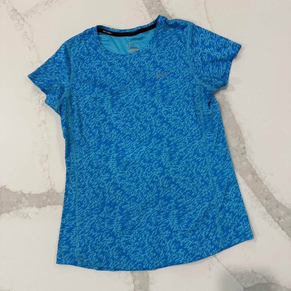 Nike Running DriFit Cap Sleeve Activewear T Shirt Womens Small Teal Blue Workout